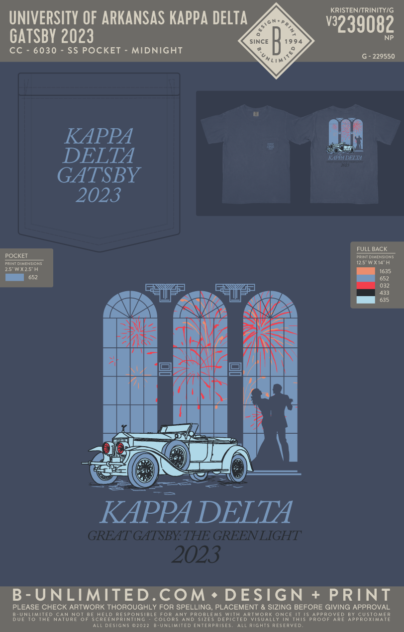 University of Arkansas Kappa Delta - Gatsby 2023 (EOYFALL23) - CC - 6030 - SS Pocket - Midnight
