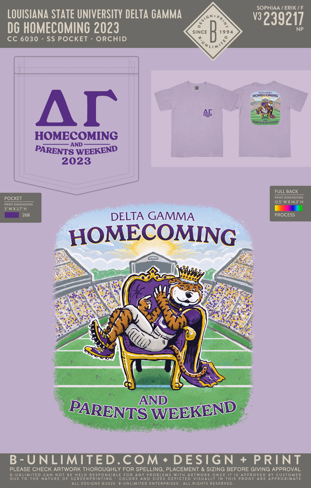 Louisiana State University Delta Gamma - DG Homecoming 2023 - CC - 6030 - SS Pocket - Orchid