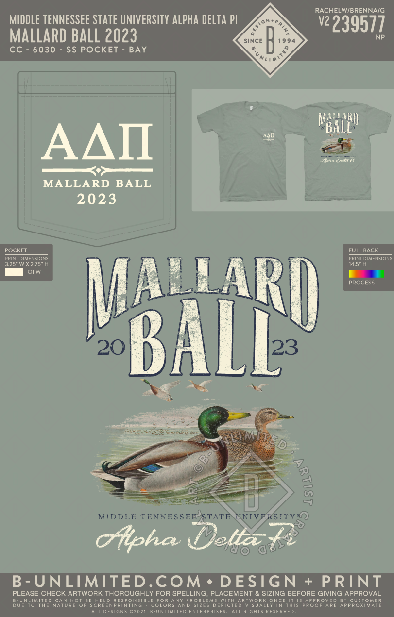 Middle Tennessee State University Alpha Delta Pi - Mallard Ball 2023 - CC - 6030 - SS Pocket - Bay