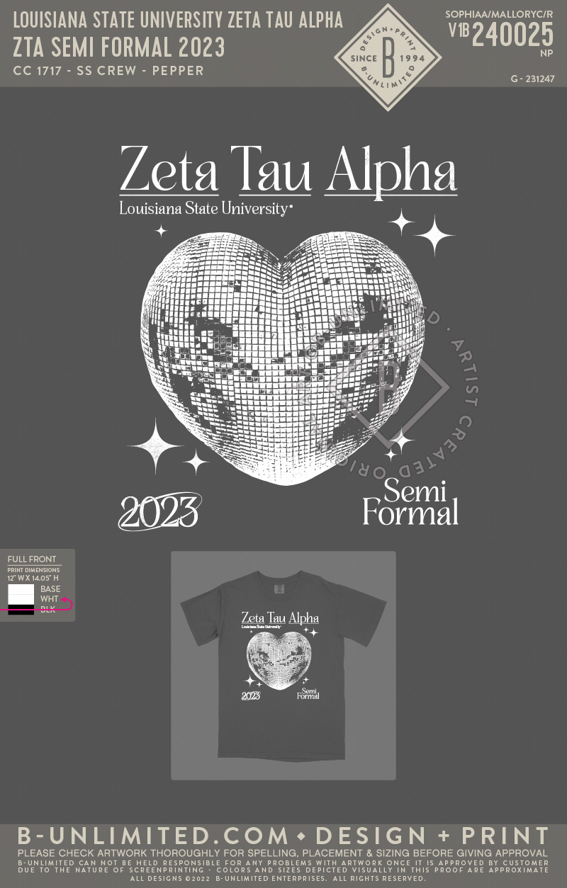 Louisiana State University Zeta Tau Alpha - ZTA Semi Formal 2023 - CC - 1717 - SS Crew - Pepper