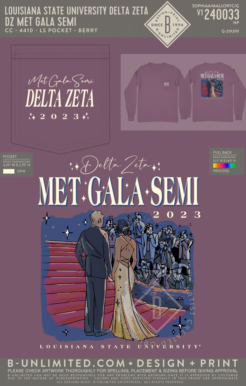 Louisiana State University Delta Zeta - DZ Met Gala Semi - CC - 4410 - LS Pocket - Berry