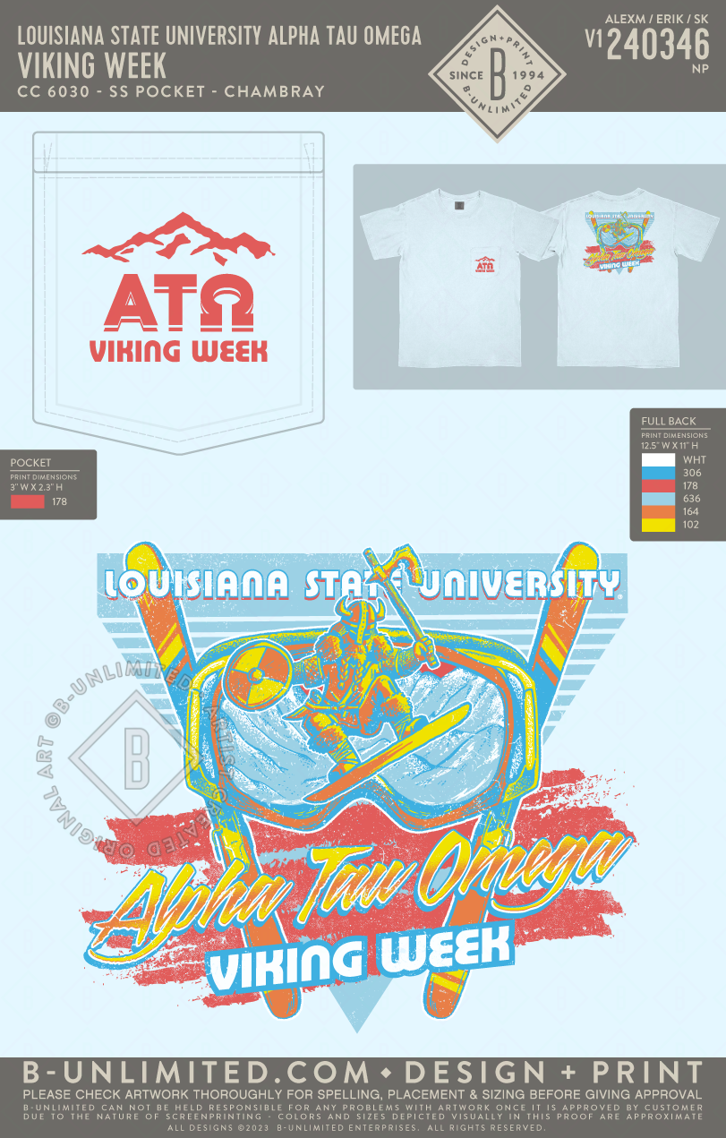 Louisiana State University Alpha Tau Omega - Viking Week - CC - 6030 - SS Pocket - Chambray