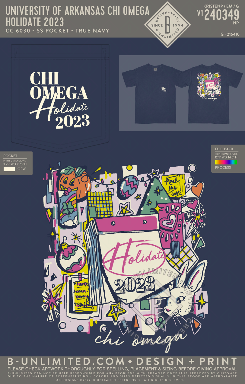 University of Arkansas Chi Omega - Holidate 2023 - CC - 6030 - SS Pocket - True Navy