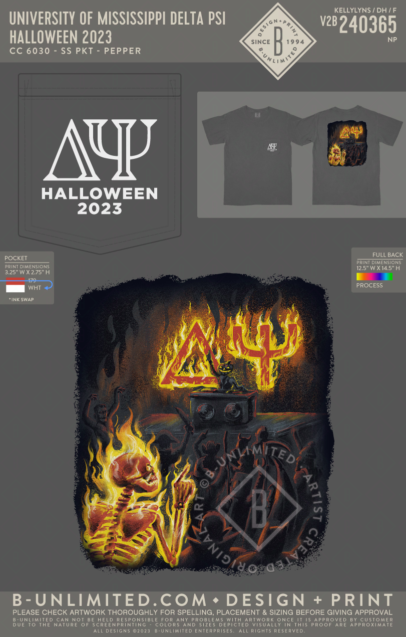 University of Mississippi Delta Psi - Halloween 2023 - CC - 6030 - SS Pocket - Pepper