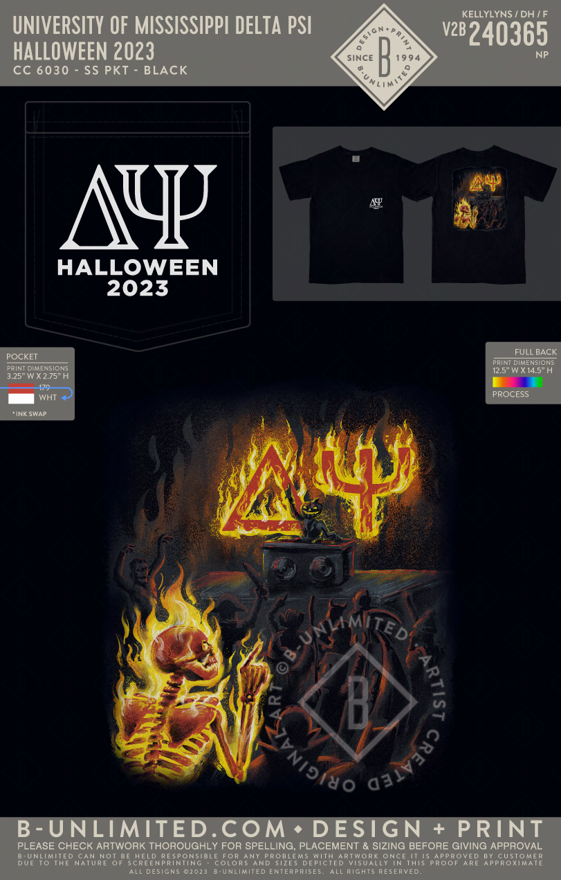 University of Mississippi Delta Psi - Halloween 2023 - CC - 6030 - SS Pocket - Black