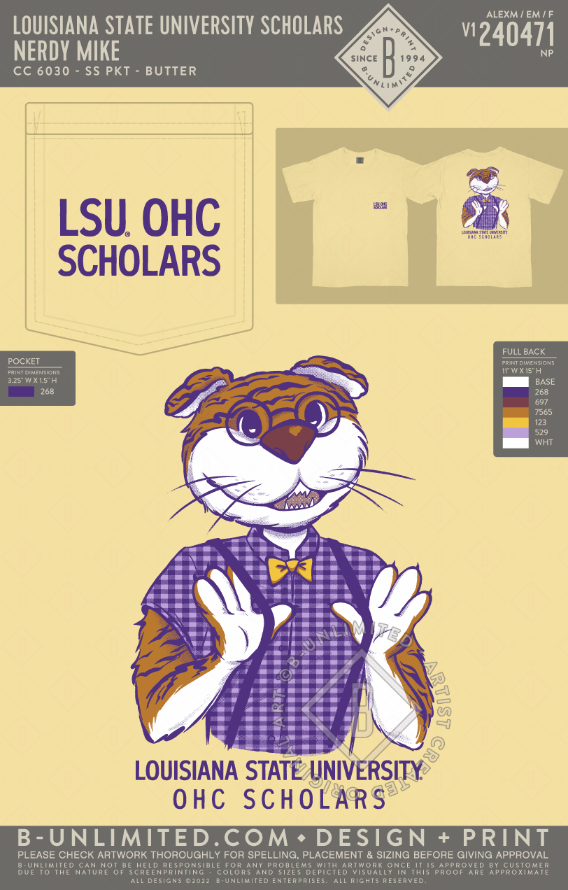 Louisiana State University Scholars - Nerdy Mike - CC - 6030 - SS Pocket - Butter
