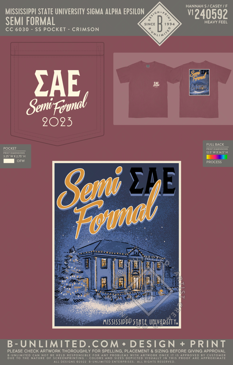 Mississippi State University Sigma Alpha Epsilon - Semi Formal - CC - 6030 - SS Pocket - Crimson