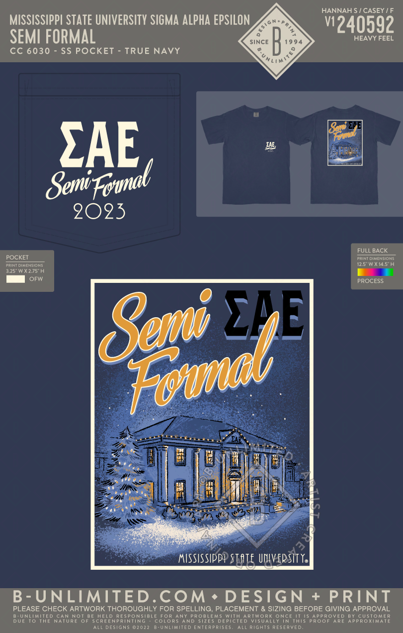 Mississippi State University Sigma Alpha Epsilon - Semi Formal - CC - 6030 - SS Pocket - True Navy