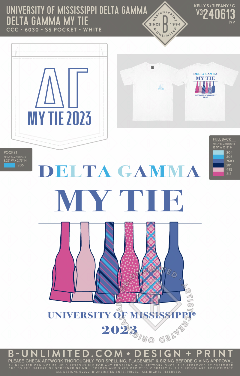 University of Mississippi Delta Gamma - Delta Gamma My Tie - CC - 6030 - SS Pocket - White