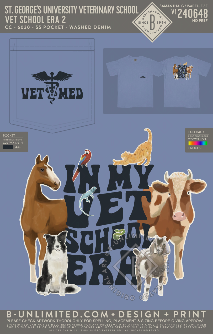 St. George's University Veterinary School - Vet School Era 2 - CC - 6030 - SS Pocket - Washed Denim