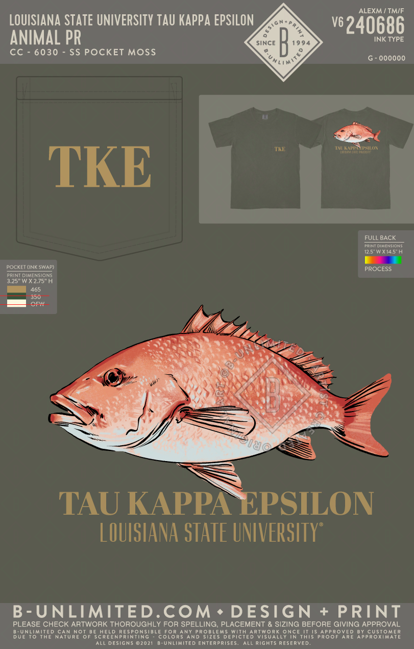 Louisiana State University Tau Kappa Epsilon - Animal PR - CC - 6030 - SS Pocket - Moss