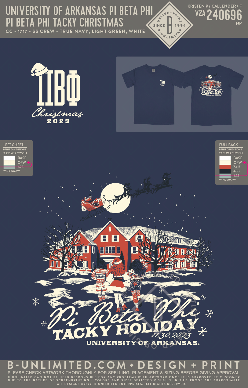 University of Arkansas Pi Beta Phi - Pi Beta Phi Tacky Christmas - CC - 1717 - SS Crew - True Navy