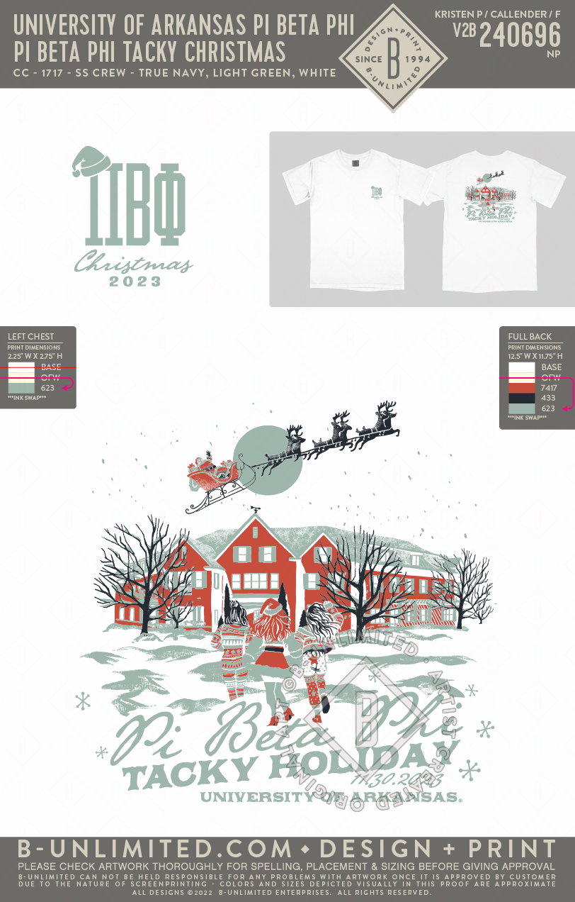 University of Arkansas Pi Beta Phi - Pi Beta Phi Tacky Christmas - CC - 1717 - SS Crew - White