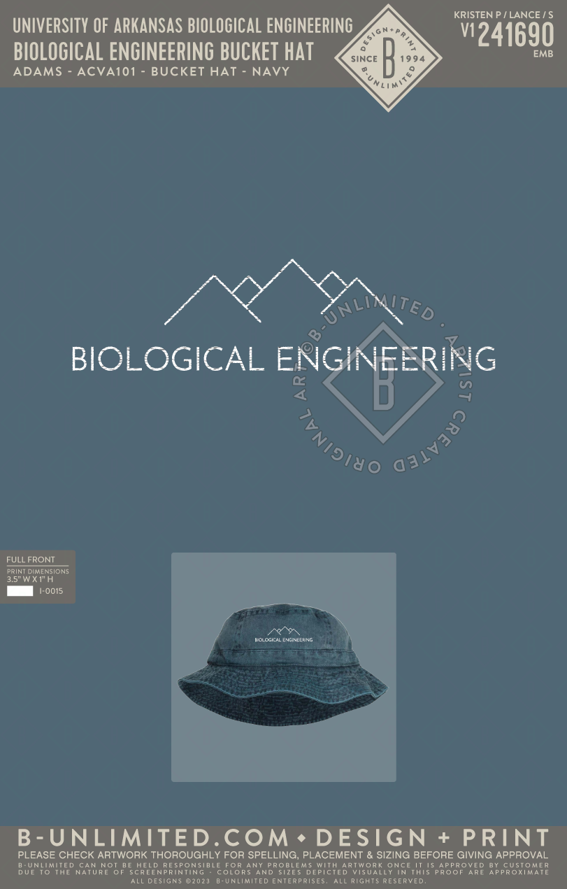 University of Arkansas Biological Engineering - Biological Engineering Bucket Hat - Adams - ACVA101 - Bucket Hat - Navy