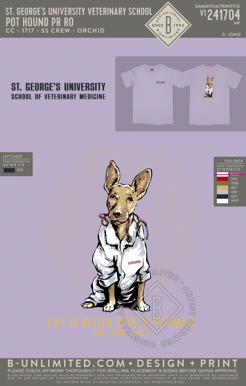 St. George's University Veterinary School - Pot Hound PR RO - CC - 1717 - SS Crew - Orchid