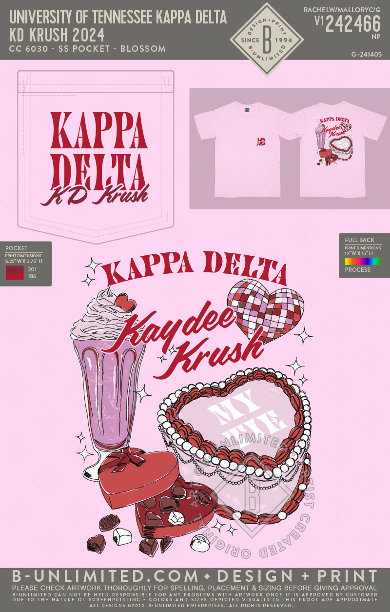 University of Tennessee Kappa Delta - KD Krush 2024 - CC - 6030 - SS Pocket - Blossom